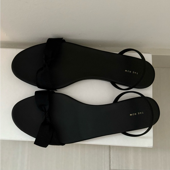 The Row Bow Flat Slingback Sandals, 39, Black - Picture 5 of 12
